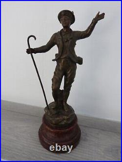 C. ANFRIE sculpture ancienne statue FIGURINE °TOURISTE °ART NOUVEAU AUTHENTIQUE