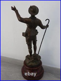 C. ANFRIE sculpture en bronze ancienne statue FIGURINE °TOURISTE °ART NOUVEAU