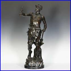 C. Marioton Le Travail Bronze Sculpture 1890 France Art Nouveau 83 cm