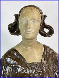 CHARLES IELMONI (19-20è) SPLENDIDE BUSTE SCULPTURE ART NOUVEAU 1900 FEMME BRONZE