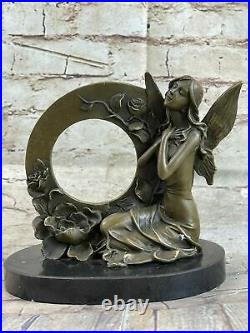 Chair Fairy 100% Bronze Fantaisie Art Nouveau Winged Bois Nymph Sculpture Figure