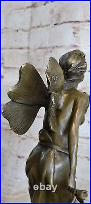 Chair Fairy 100% Bronze Fantaisie Style Art Nouveau Winged Bois Nymphe Sculpture
