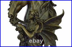 Chair Fairy 100% Bronze Fantaisie Style Art Nouveau Winged Bois Nymphe Statue De