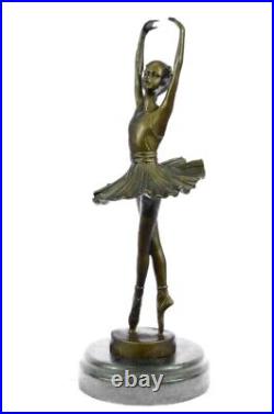 Classique Ballerine Fille Ballet Danseuse Signée Bronze Sculpture Art Nouveau