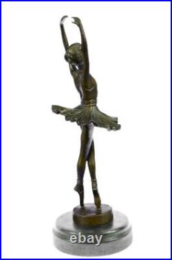 Classique Ballerine Fille Ballet Danseuse Signée Bronze Sculpture Art Nouveau