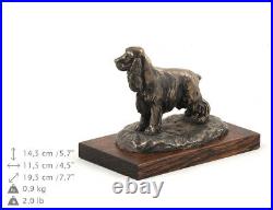 Cocker spaniel anglais, statue de chien sur une base en bois, limitée Art Dog FR