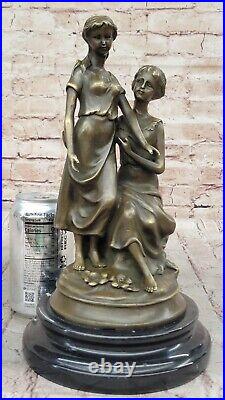 Collectionneur Édition Style Art Nouveau Deux Soeurs Bronze Sculpture By M Lopez