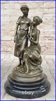 Collectionneur Édition Style Art Nouveau Deux Soeurs Bronze Sculpture By M Lopez