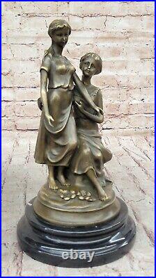 Collectionneur Édition Style Art Nouveau Deux Soeurs Bronze Sculpture By M Lopez