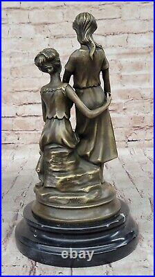 Collectionneur Édition Style Art Nouveau Deux Soeurs Bronze Sculpture By M Lopez