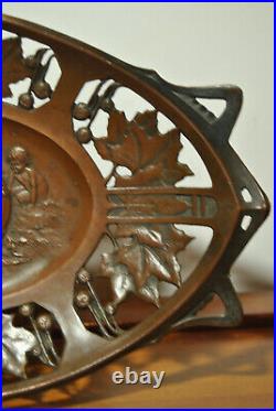 Coupe ancienne art nouveau 1900 régule cuivre décor ajouré sculpture bas relief