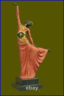Danseur Avec / Frappant Pose Bronze Sculpture Art Déco Nouveau'Lost' Cire