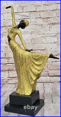Demetre Chiparus Bronze Égyptien Danseuse Sculpture Fonte Art Nouveau Ouvre