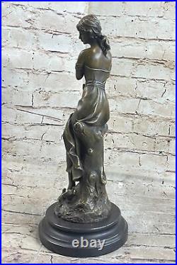 Dreaming Par Auguste Moreau Art Déco Nouveau Classic Élégant Femme Bronze Statue
