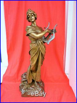 E. Villanis Grand Bronze Art Nouveau 73 CM Sculpture Statuette Bronzo Bronce