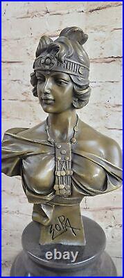 Emanuel Villanis Bohemienne Grand Bronze Français Art Nouveau Buste Sculpture