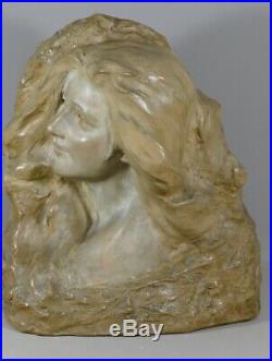 Enzo Sighieri, Femme Pensive, Sculpture En Terre Cuite Art Nouveau, Vers 1900