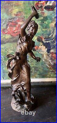 Ernest Rancoulet (1870 -1915) Statue Régule Sculpture C 1900 Art Nouveau Liberty