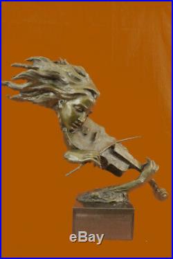 Érotique Nu Art Sexy Femelle Violon Lecteur Bronze Sculpture Statue Déco Deal