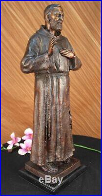 Fait à la Main Saint Pio Italien Bronze Marbre Sculpture Figurine Sculpture Art