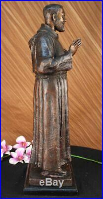 Fait à la Main Saint Pio Italien Bronze Marbre Sculpture Figurine Sculpture Art