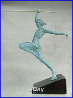 Fayral Statue Art Deco La Lanceuse De Javelot Ht. 30 CM Avec Base Sculpture