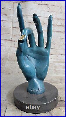 Femme Visage Sculpture Statue Nouveau Bronze Dali Le Gesture Fonte Art Déco