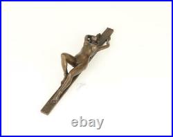 Figure En Bronze Sculpture Statue Presse-Papier Femme Nue Érotique Style Art Déc