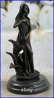 Figurine En Bronze Art Déco Nymphe Des Bois Signée Mavchi Femme Art Nouveau