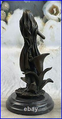 Figurine En Bronze Art Déco Nymphe Des Bois Signée Mavchi Femme Art Nouveau