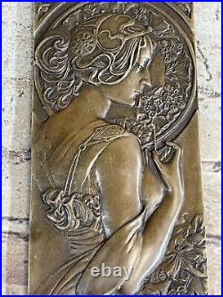 Fin Rare Français Bronze Statue Bas Secours Figurine Sculpture Art Nouveau