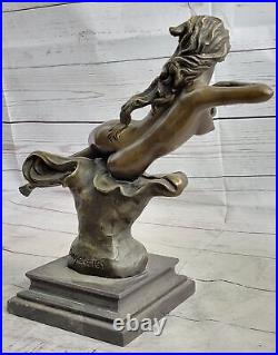 Fonte 100% Bronze Fantaisie Art Nouveau Winged Bois Nymphe Sculpture Statue Sale