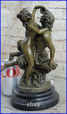 Fonte Bronze Chair Satyre Fille Nymphe Art Nouveau Statue Sculpture Figurine