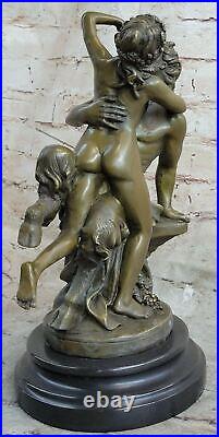 Fonte Bronze Chair Satyre Fille Nymphe Art Nouveau Statue Sculpture Figurine