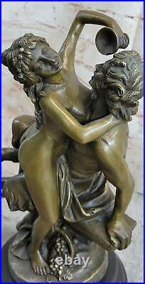 Fonte Bronze Chair Satyre Fille Nymphe Art Nouveau Statue Sculpture Figurine