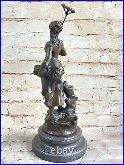 Français Art Nouveau 100% Solide Bronze Sculpture Signée Desmeure Statue Ouvre