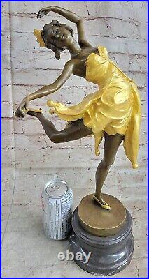 Français Gypsy Danseuse 100% Solide Bronze Sculpture Figurine Art Nouveau Deco