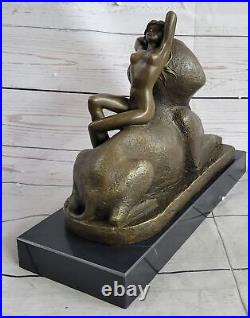 Français Style Art Nouveau Par Herlinger Chair Statue Figurine Bronze Sculpture