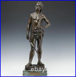 G. Récipon Escrimeur 1890 Rare Élégant Sculpture en bronze Art Nouveau 63 cm