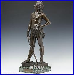 G. Récipon Escrimeur 1890 Rare Élégant Sculpture en bronze Art Nouveau 63 cm