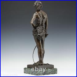 G. Récipon Escrimeur 1890 Rare Élégant Sculpture en bronze Art Nouveau 63 cm