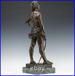 G. Récipon Escrimeur 1890 Rare Élégant Sculpture en bronze Art Nouveau 63 cm