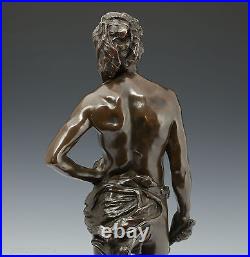 G. Récipon Escrimeur 1890 Rare Élégant Sculpture en bronze Art Nouveau 63 cm