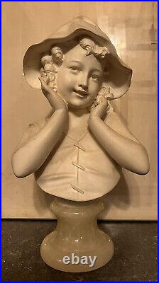 Giuseppe Bessi (1857-1922) Sculpture Buste Signé Albâtre Art Nouveau Liberty