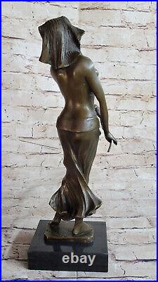 Gracieux Égyptien Danseuse Ramses Entertainer Bronze Art Nouveau Marbre Base