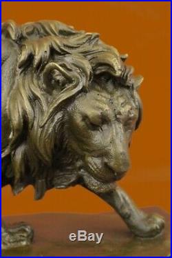 Grand Art Décor Africain Lion Safari Bronze Sculpture Marbre Base Figurine