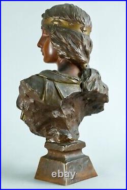 Grand Bronze Ancien Sculpture Portrait femme Villanis Sybille Art Nouveau Gaine