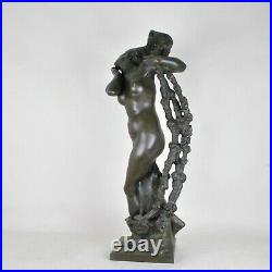 Grand Bronze Nymphe Nue, Art Nouveau, XXème Siècle
