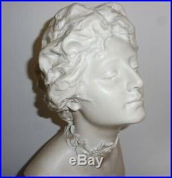 Grand Buste Sculpture Femme Art Nouveau Signe Alfredo Neri Platre Marbre 1905