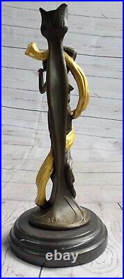 Grand Candélabre Bougeoir Bronze Sculpture Statue Style Art Nouveau Décor